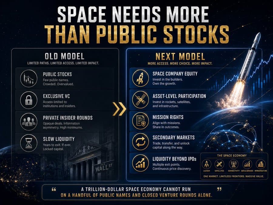 Space needs more than public stocks — the old model versus the next model of space finance